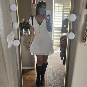 Wild Fable White V-Neck Midi Dress